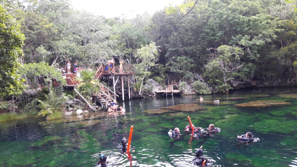 Jumping platform at open-air cenote